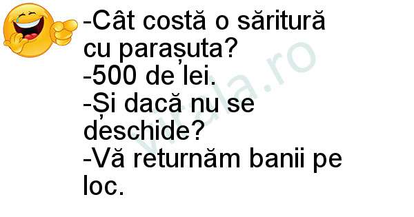 Cat costa saritura cu parasuta