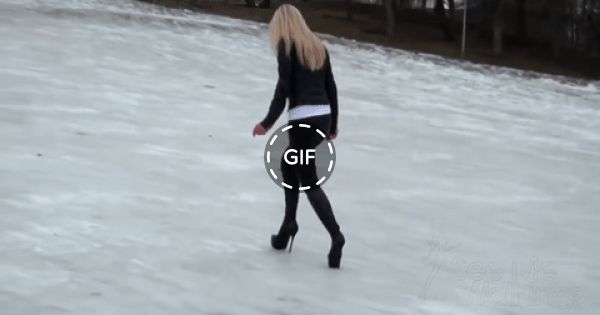 Cum merg blondele pe tocuri iarna
