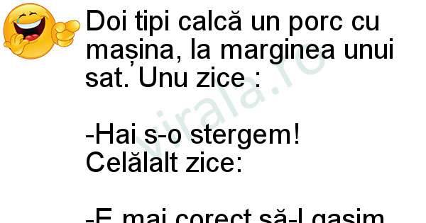 Doi tipi calca un porc cu masina
